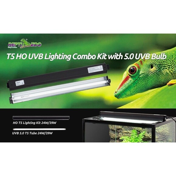 REPTI ZOO T5 HO UVB Lighting Combo Kit, Terrarium Hood Comes w/Tropical 5.0 T5 - Picture 6 of 10